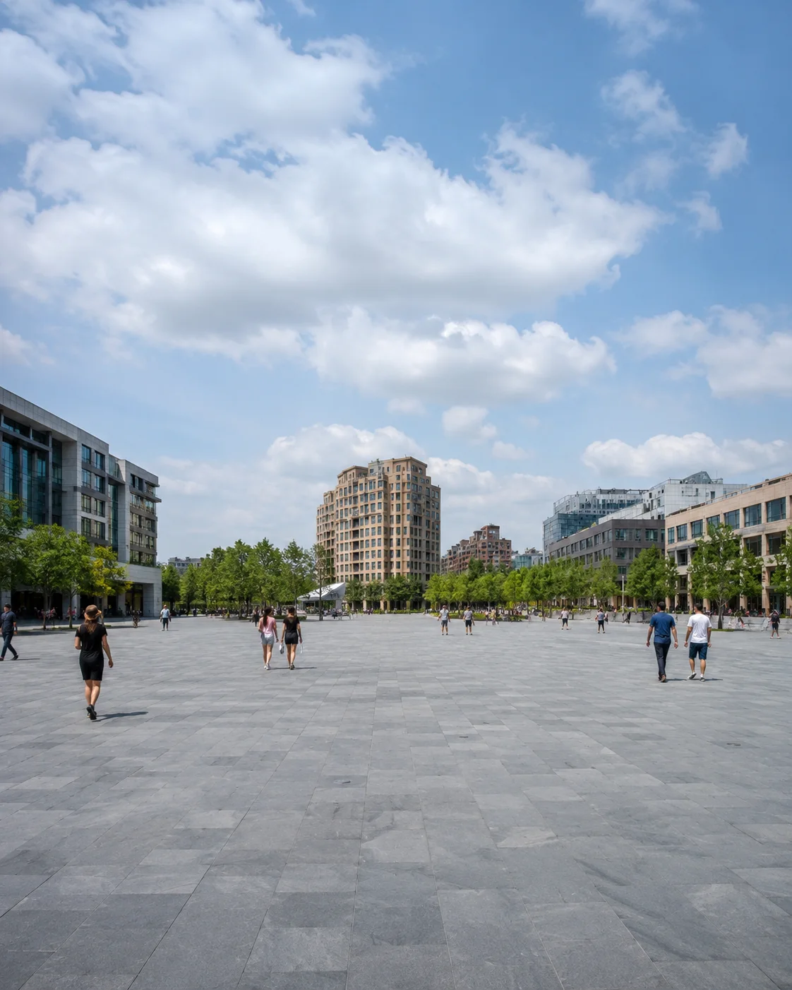 Existing hard-paved urban plaza before the CN-61B TIDE CALLING ARENA public art concept is introduced